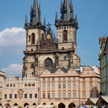 Old town square with Gothic church Matka Boží Pred Týnem - Church of Mother of God before Týn